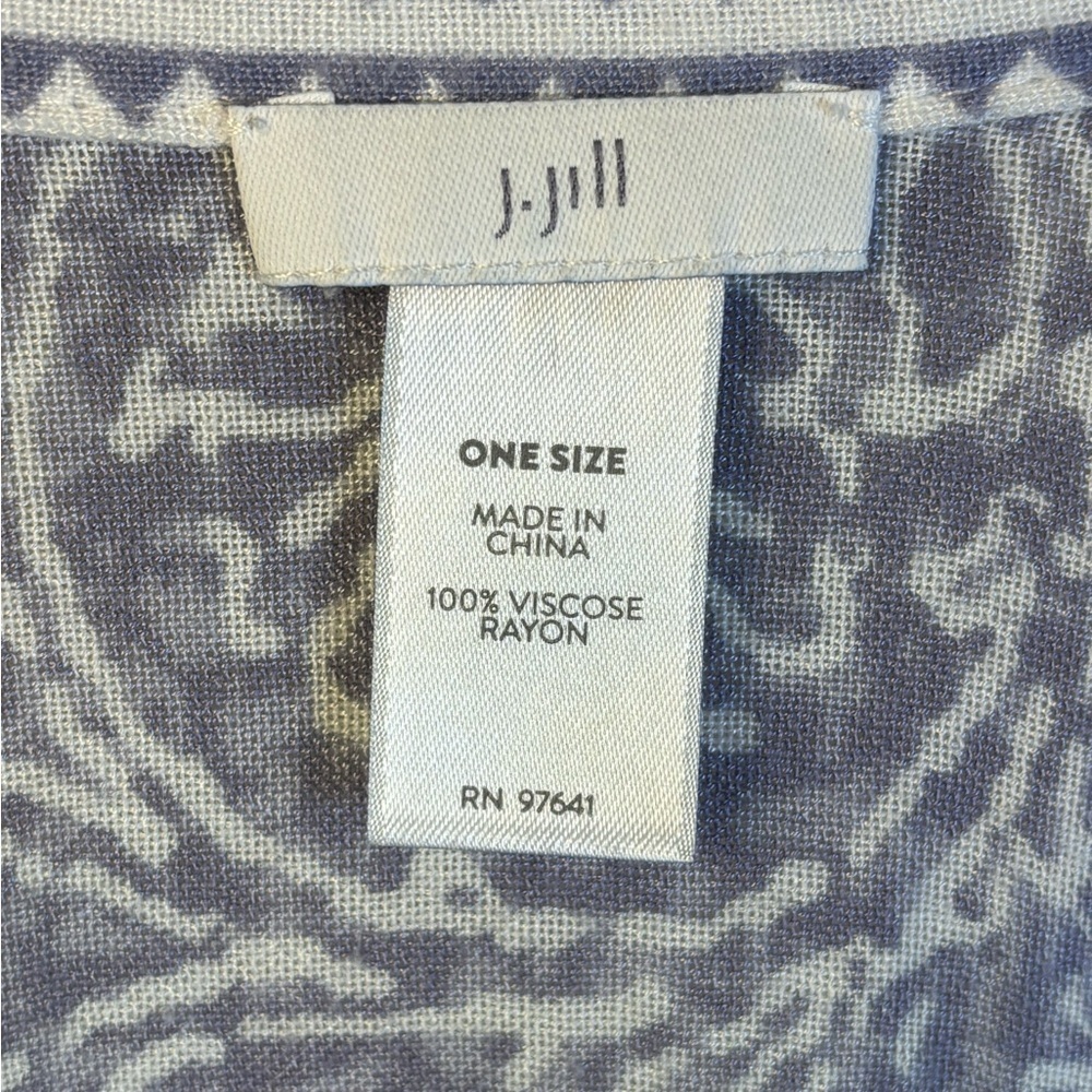 J.Jill Blue and White Aztec/Floral Paisley Kimono One Size - Picture 3 of 3